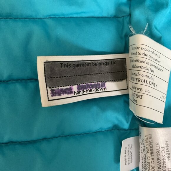 Patagonia Toddler 4T Down Sweater Puffer Vest Teal Zip Pockets Insulated - Picture 10 of 15
